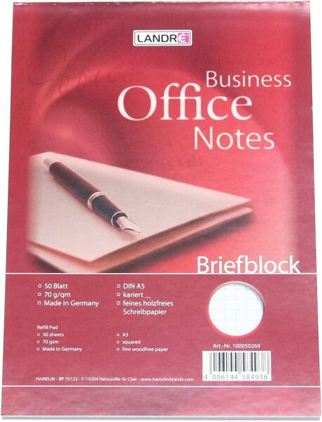 LANDRÉ Briefblock Business Office Notes, DIN A5, kariert VE=1