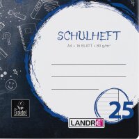 Landré Schulheft A4, 16 Blatt, Lineatur 25, liniert mit Rand, 10 Stück