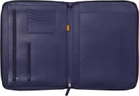 Rhodia 168120C - Konferenzmappe Rhodiarama 25,5x34 cm, mit Etui, dehnbare Haupttasche, 2 flache Reißverschlusstaschen, Kartenfächer, Stiftehalter, Cover aus Kunstleder Nachtsblau, 1 Stück