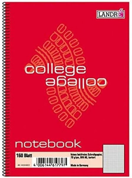 LANDRÉ 100050631 Notebook "college" DIN A6, 160 Blatt, kariert