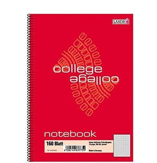 LANDRE Notebook "college" DIN A5, 160 Blatt, kariert
