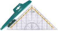Linex 2632 Geo-Dreieck aus Kunststoff, mit Griff, 30 cm, Winkelmesser, abnehmbarer Griff, Facette, Tuschenoppen, metrische Skala