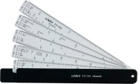 Linex FS 100 Fächerreduktionslinial, 15cm, 5 Maßstäbe mit insgesamt 22 Teilungen, im Kunstleder Etui