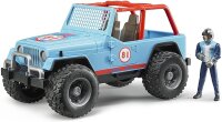 bruder 02541 - Jeep Cross Country Racer blau mit Rennfahrer - 1:16 Geländewagen Auto Offroad-Fahrzeug Rennauto Rennwagen