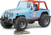 bruder 02541 - Jeep Cross Country Racer blau mit Rennfahrer - 1:16 Geländewagen Auto Offroad-Fahrzeug Rennauto Rennwagen