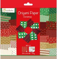 Avenue Mandarine 52508O Origami color Papier (quadratisch, 20 x 20 cm, mit Faltanleitung, 60 verschiedenen Blätter und 1 Blatt mit Augenset, Weihnachten)