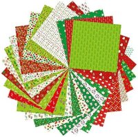 Avenue Mandarine OR506C - Packung mit 60 Blatt Origamipapier beidseitig bedruckt 20x20 cm, 70g (30 Motiven x2) + 1 Bogen mit selbstklebenden Augen, ideal für Kinder ab 7 Jahren, Christmas, 1 Pack