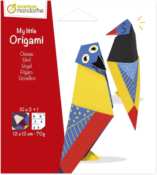Avenue Mandarine OR516C - Kreativset My little Origami, 12 x 12 cm, 20 Blatt, 70g, Vogel, 1 Set