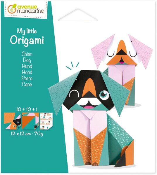 Clairefontaine Avenue mandarine OR509C - Packung My little Origami mit 20 Origami Blätter 12x12 cm, Hund