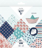 Clairefontaine 95361C - Pack mit 60 Blatt Origami, mit 3 Formaten, 10 x 10cm, 15 x 15cm, 20 x 20cm, 70g, 1 Pack, Hohe See