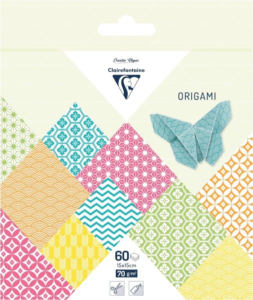 Clairefontaine 95635C Origami-Papier, 70 g/m², Sommerkollektion, Format 15 x 15 cm, 30 verschiedene Motive (2 Blätter pro Motiv), für Erwachsene und Kinder, 60 Blatt