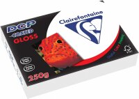 Clairefontaine 6871C Druckerpapier DCP Premium Kopierpapier für farbintensiven Bilderdruck, DIN A4, 21 x 29,7 cm, 250g, 1 Ries mit 250 Blatt, glänzend Weiß gestrichen