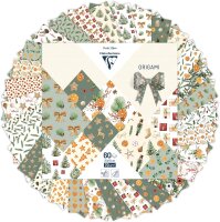 Clairefontaine 95383C - Packung mit 60 Bogen Origami Papier, 15x15 cm, 70g, ideal als Bastelaktivität mit Kindern, Vitaminreiche Weihnachten