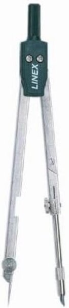 Linex 15 Basis-Schulzirkel, Schenkelmaß 140 mm, ein Schenkel mit Gelenk, Ersatzmine, aus Metall, silber