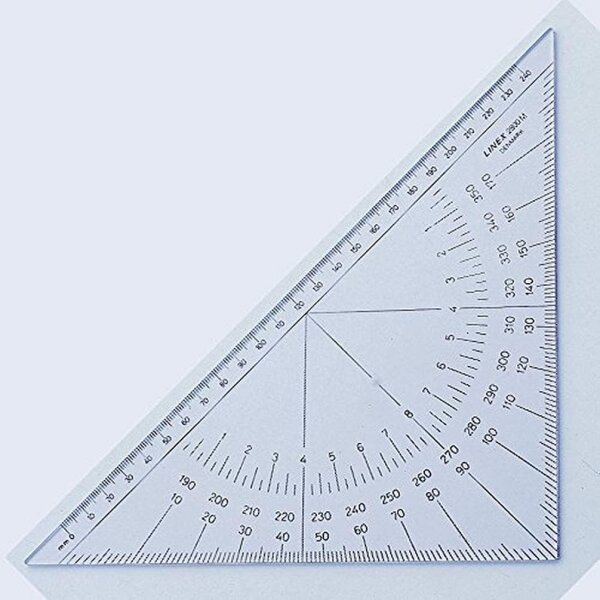 Linex 2800MH Nautischer Winkelmesser, Navigation Kursdreieck, 28 cm, Längenmaßskala 240mm, transparent