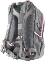 Eberhard Faber 577626 - X-Style Schulrucksack in Grau-Rosa mit 2 Fächern, Seitentaschen und Tragegriff, Schultasche mit höhenverstellbarem Rückensystem, Reflektoren und Schulter- und Rückenpolsterung