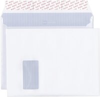 ELCO 48684 Documento Box mit Deckel und 200 Briefumschläge/Versandtasche, Haftklebeverschluss, C4, 120g, weiss Kraft, Fenster: ja, c4 (324x229mm) für papierformat a4 mit umlaufender 20mm seitenfalte