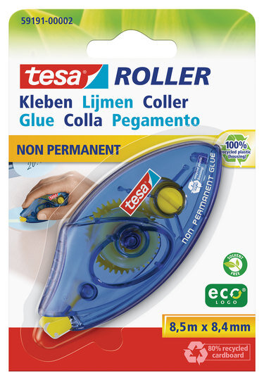 tesa Roller Kleben non permanent ecoLogo, Einwegroller ( Blister )