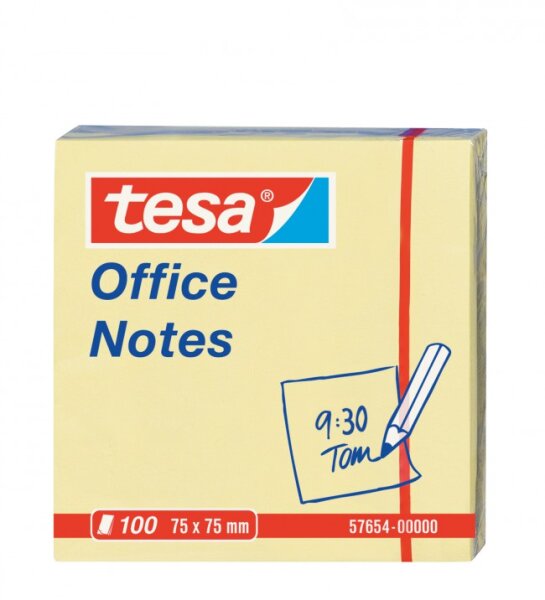 tesa Office Notes 100 Blatt, gelb 75mm x 75mm