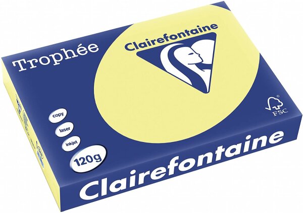 Clairefontaine Trophee Papier 1023C Hellgelb 160g/m² DIN-A4 - 250 Blatt