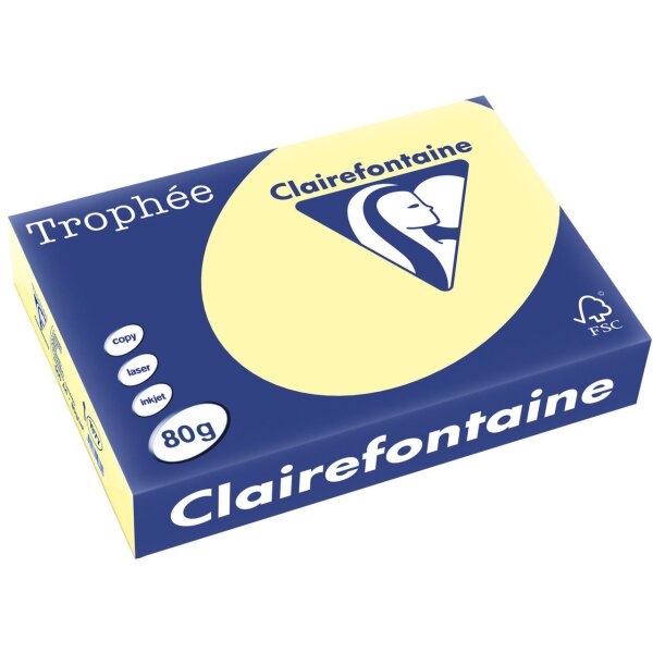 Clairefontaine Trophee Color Gelb 80g/m² DIN-A4 - 500 Blatt