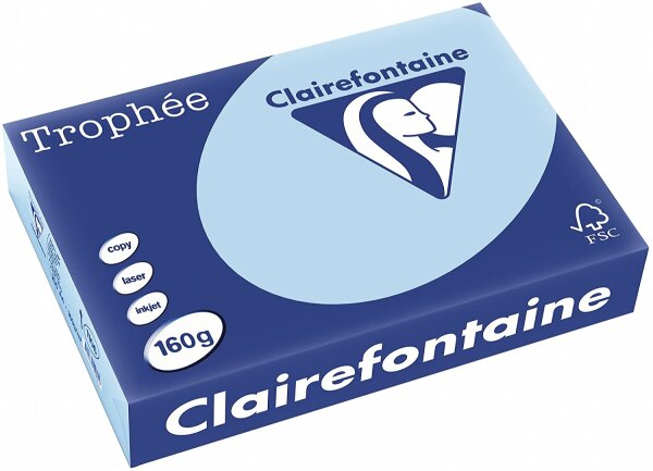 Clairefontaine Trophee Papier 1106C Eisblau 160g/m² DIN-A4 - 250 Blatt