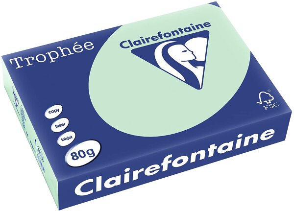 Clairefontaine Trophee Color 1975C Hellgrün 80g/m² DIN-A4 - 500 Blatt
