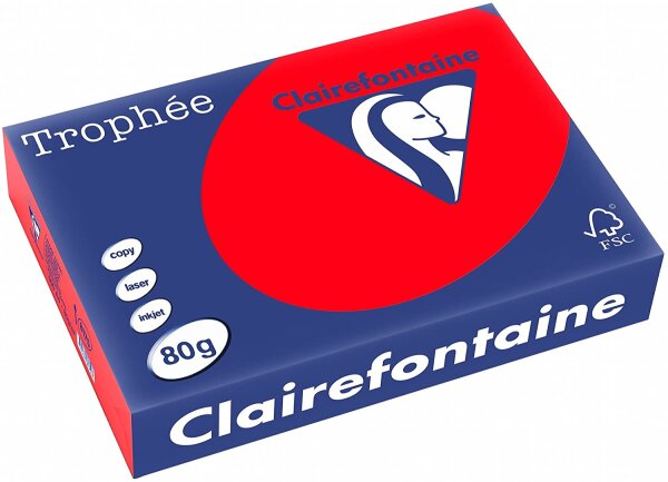 Clairefontaine Trophee Color 8175C Korallenrot 80g/m² DIN-A4 - 500 Blatt