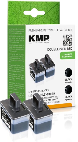 KMP Doppelpack B5D schwarz Tintenpatrone ersetzt brother LC-900BK