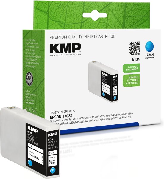 KMP E134 cyan Tintenpatrone ersetzt Epson Workforce T7022