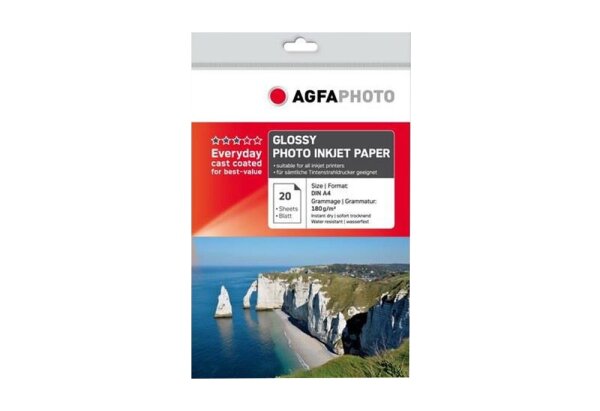 AGFA Photo Fotopapier glänzend 180 g/m² 20 Blatt DIN-A4 AP18020A4