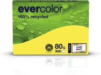 Clairefontaine farbiges Druckerpapier, Recycling-Papier Evercolor: 80 g/m², A4, 500 Blatt, gelb