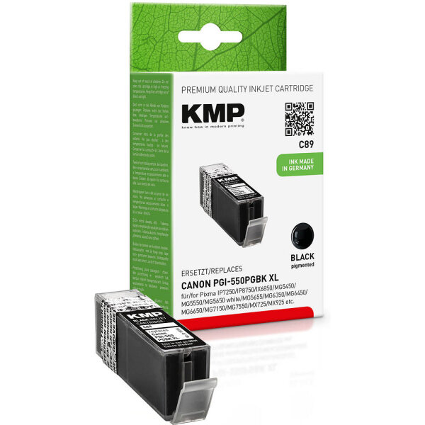 KMP C89 schwarz Tintenpatrone ersetzt Canon PGI-550PGBK XL (6431B001)