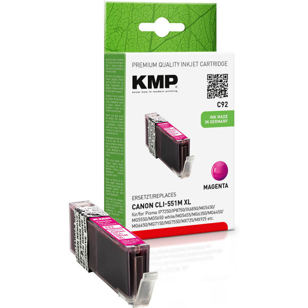 KMP C92 magenta Tintenpatrone ersetzt Canon PGI-551M XL (6445B001)