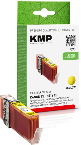 KMP C93 gelb Tintenpatrone ersetzt Canon PGI-551Y XL (6446B001)