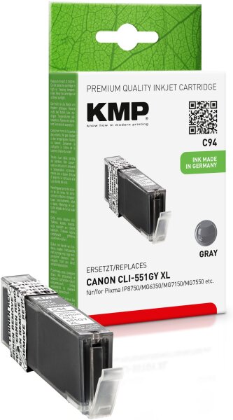 KMP C94 grau Tintenpatrone ersetzt Canon PGI-551GY XL (6447B001)