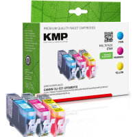 KMP Multipack C74V cyan, magenta, gelb Tintenpatronen ersetzen Canon CLI-521C/CLI-521M/CLI-521Y