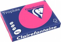 Clairefontaine 2888C Druckerpapier Trophée, für alle Laserdrucker, Kopierer und Tintenstrahldrucker, DIN A3 (42 x 29,7 cm), 80g, 1 Ries mit 500 Blatt, Neon Rosa