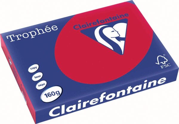 Clairefontaine Trophee Papier 1044C Kirschrot 160g/m² DIN-A3 - 250 Blatt