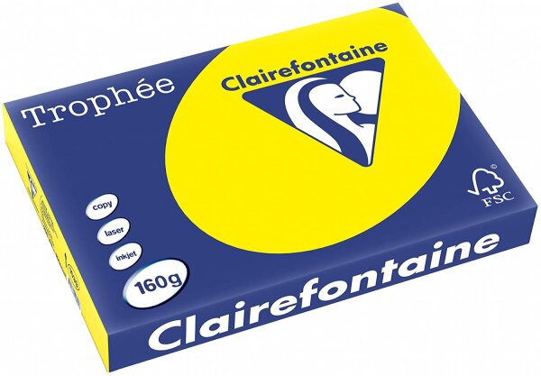 Clairefontaine Trophee Color Papier 1039C Kanariengelb 160g/m² DIN-A3 - 250 Blatt