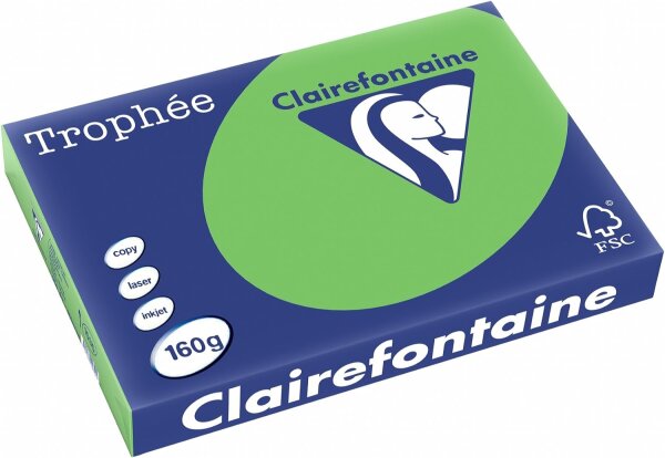 Clairefontaine Trophee 1035C farbiges Papier Maigrün 160g/m² DIN-A3 - 250 Blatt