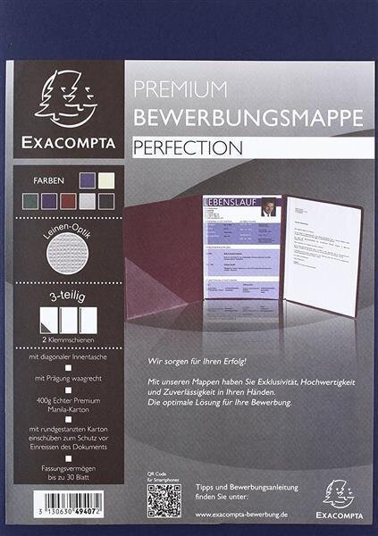 10x EXACOMPTA Premium Bewerbungsmappe Bordeaux mit Leinen-Optik