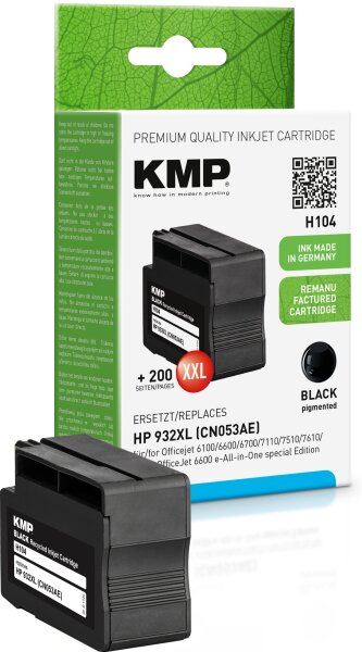KMP H104 schwarz Tintenpatrone ersetzt HP Officejet HP 932XL (CN053AE)
