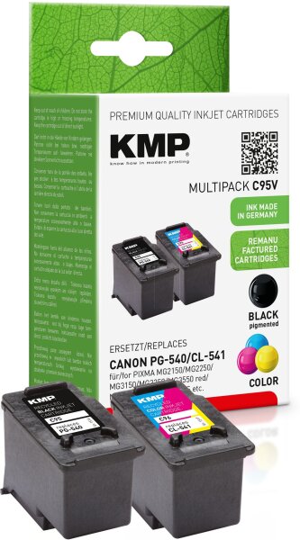 KMP Multipack C95V schwarz, cyan, magenta, gelb Tintenpatronen ersetzen Canon PG-540/CLI-541 (5225B005 + 5227B005)