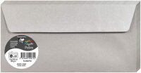 Clairefontaine 50075C - Packung mit 20 Umschläge Pollen selbstklebend, Format DL 11x22cm, 120g, ideal für Ihre Einladungen und Korrespondenz, Silber, 1 Pack