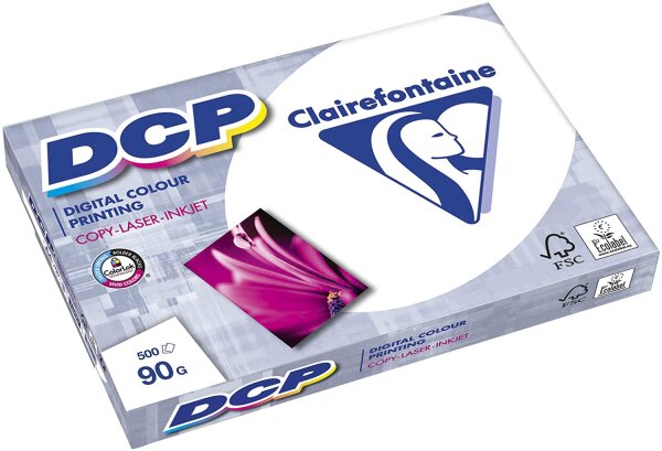 Clairefontaine 1834C Druckerpapier DCP Premium Kopierpapier für farbintensiven Bilderdruck, DIN A3, 29,7 x 42cm, 90g, 1 Ries mit 500 Blatt, Weiß
