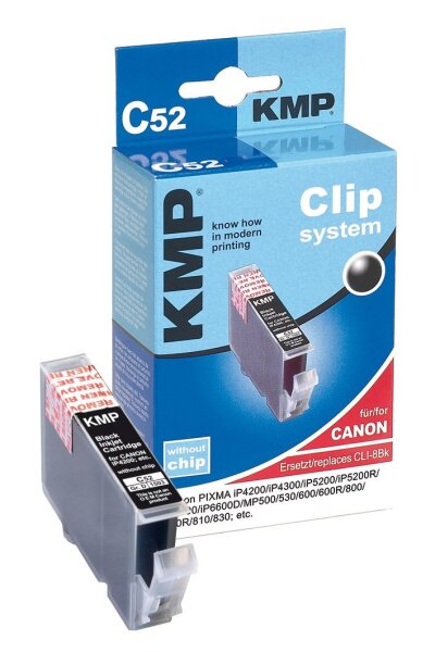 KMP Patrone C52 Clip System CLI-8BK Canon PIXMA iP4200/iP5200/MP