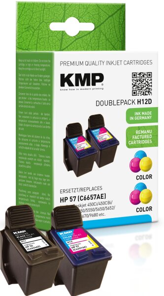 KMP Doublepack H12D farbig Tintenpatrone ersetzt HP Deskjet HP57 (C6657AE)