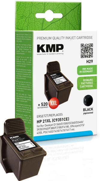 KMP H29 Tintenpatrone kompatibel mit HP Deskjet HP21XL (C9351CE) schwarz