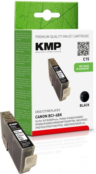 KMP C15 schwarz Tintenpatrone ersetzt Canon BCI-6BK